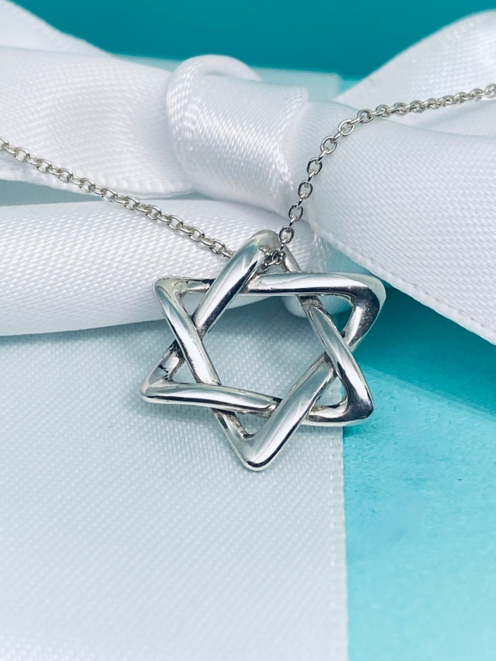 Tiffany & Co. Star of David Necklace – Sterling Silver 16” Box